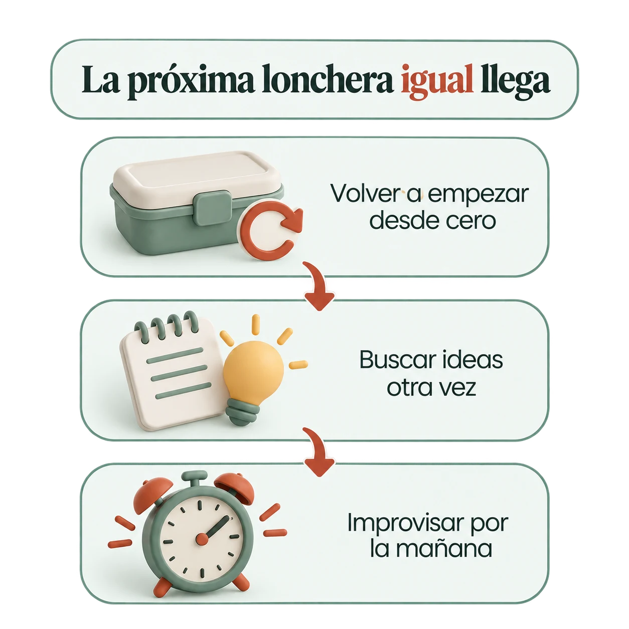 La próxima lonchera igual llega: volver a empezar desde cero, buscar ideas otra vez e improvisar por la mañana.